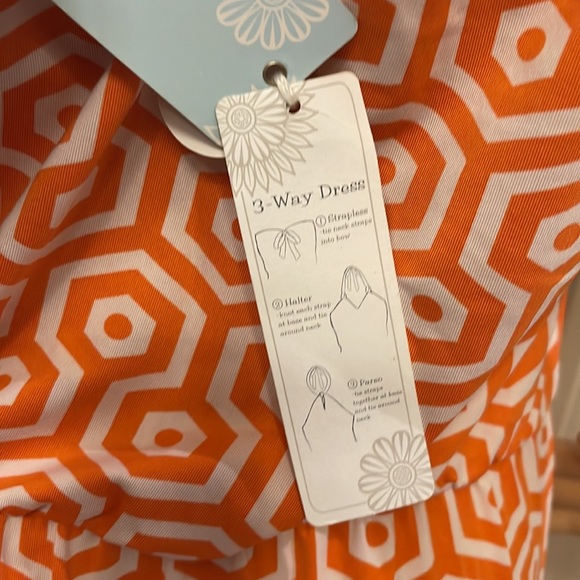 mud pie Leighton 3 Way Maxi Dress Orange/White - Picture 8 of 9